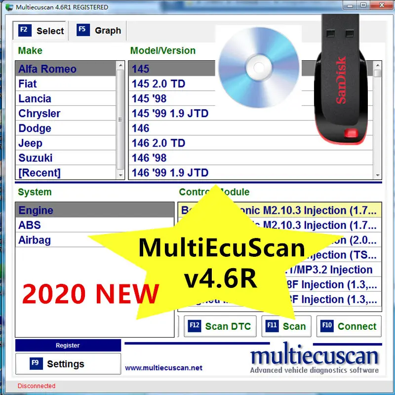Супер 22021 Новый MultiEcuScan v4.6R полностью заказной Новый MultiEcuScan v4.6R отправка через USB флэш-диск Бесплатная доставка - изображение