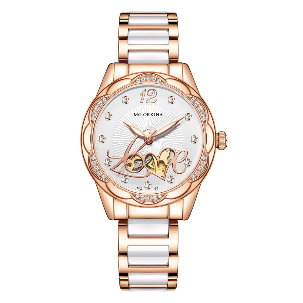 

Новые поступления, женские часы-скелетоны с кристаллами, автоматические механические керамические наручные часы, подарочная коробка