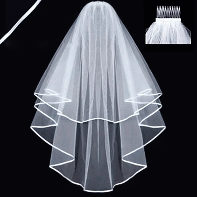 

Short Tulle Wedding Veils White Ivory Bridal Veil for Bride Cut Edge Cathedral Wedding Veil Bridal Lace Veil Velos De Novia