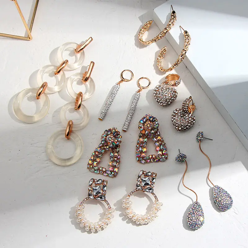 Женские богемные серьги подвески JUST FEEL яркие геометрические с разноцветными