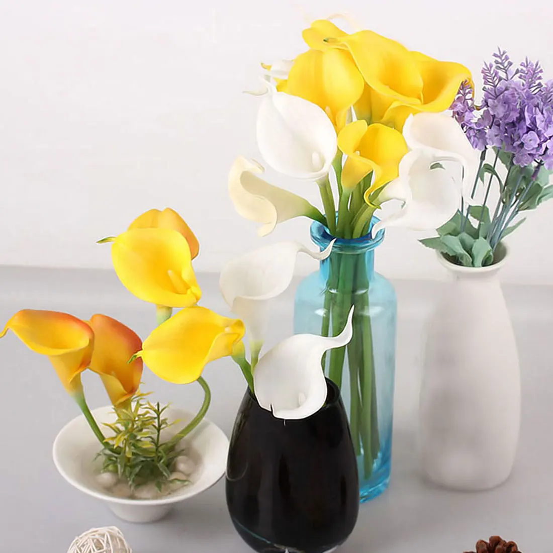 

Calla 5 10 30 Heads Lily Artificial Bridal Wedding Bouquet Head Latex Real Touch Artificial Flower Wedding Decoration