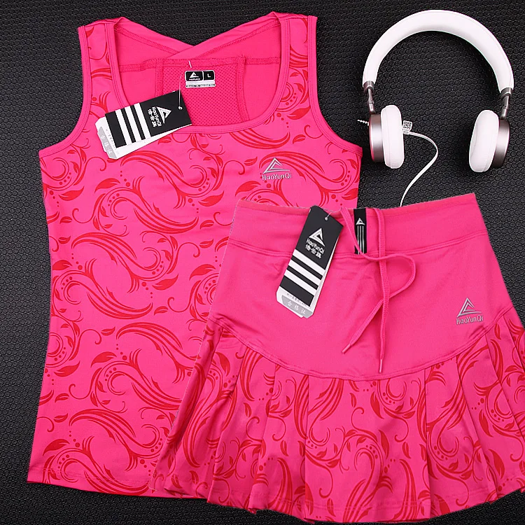 High Qaulity Tennis Skorts with Safety Short For Girls , Women's Badminton Skirts Vest, Female High Elastic Waist Stretch Skirt