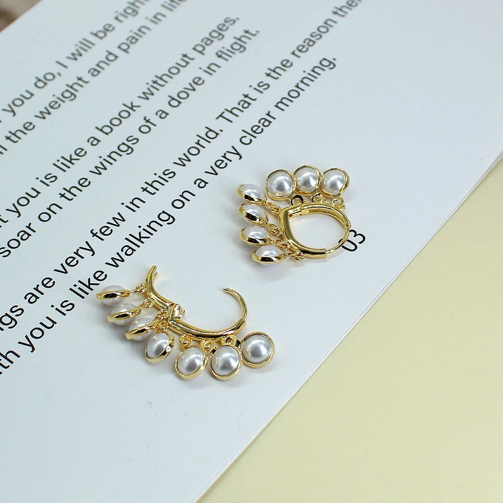 

Classic Imitation Pearls Tassels Drop Earrings for Women Trendy European Gold Color Plated Bride Jewelry Wholesale