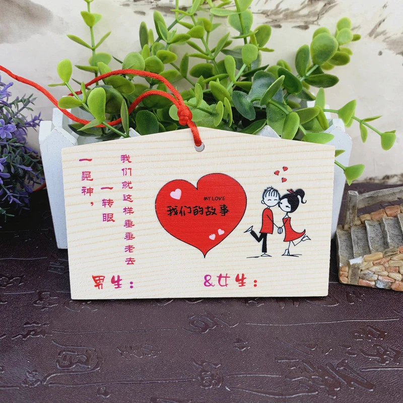 Деревянный знак желаний японский подвесной с рисунком лошади настенное