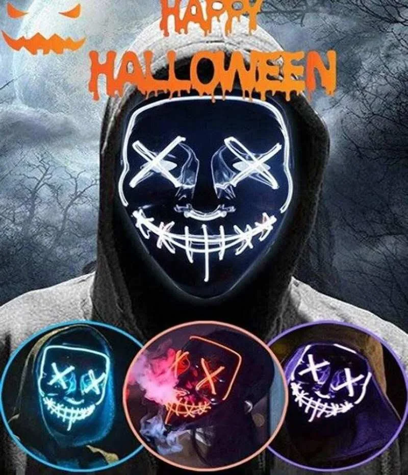 

Halloween Light Up Purge Mask Stitched LED Purge Festival EDM Cosplay Costume Purge Mask