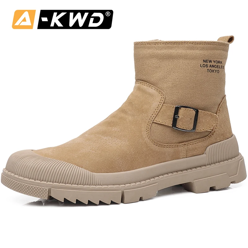 

Fashion Men Boot High Top Work Shoes Casual Men Leather Boots Sneakers Man Chaussure Homme Cuir Side Zipper Men Chelsea Boots 44