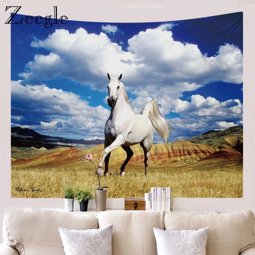 Zeegle 3D гобелен с рисунком лошади украшение для дома настенная подвеска одеяло