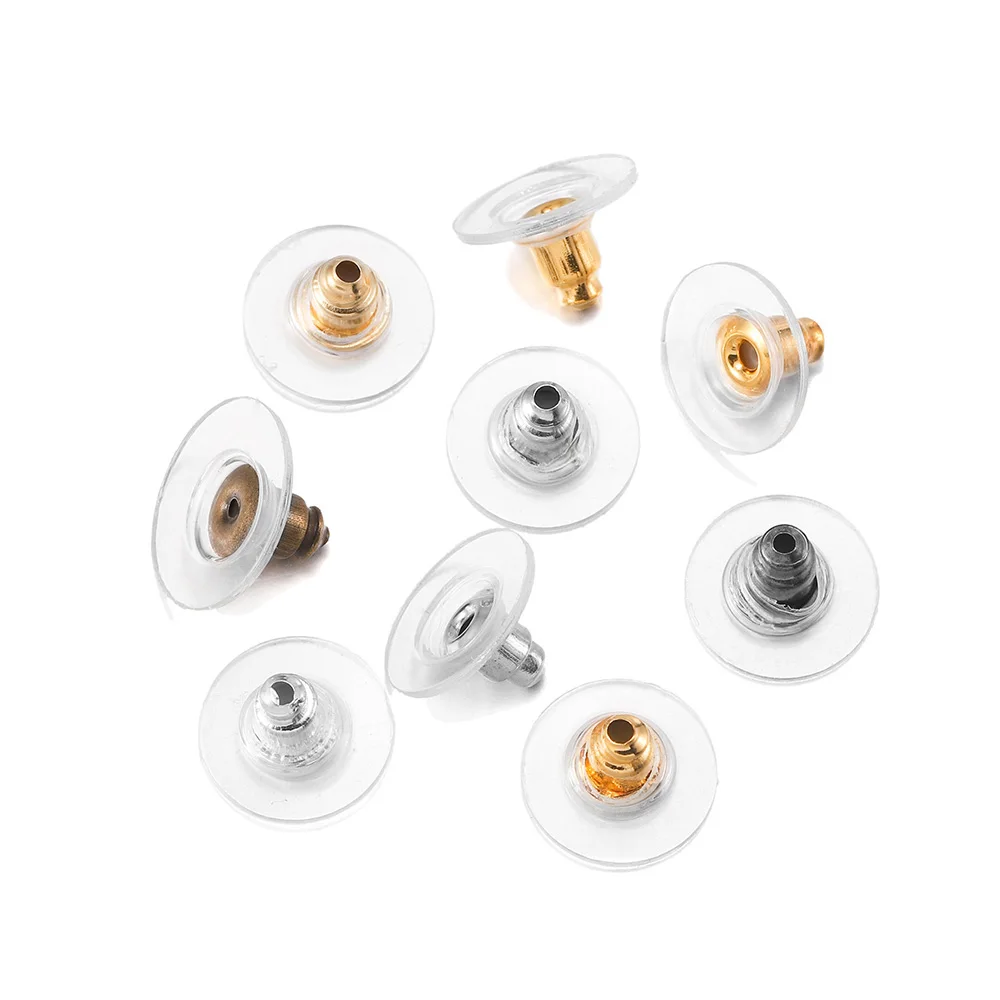 100pcs/lot Rubber Earring Backs Stopper Stainless Steel Earnuts Stud Earring Back For DIY Jewelry Making Findings Accessories