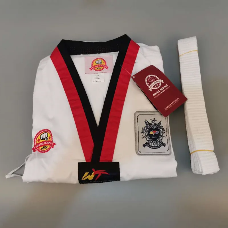 Традиционная белая униформа для тхэквондо детей и взрослых костюм Каратэ с