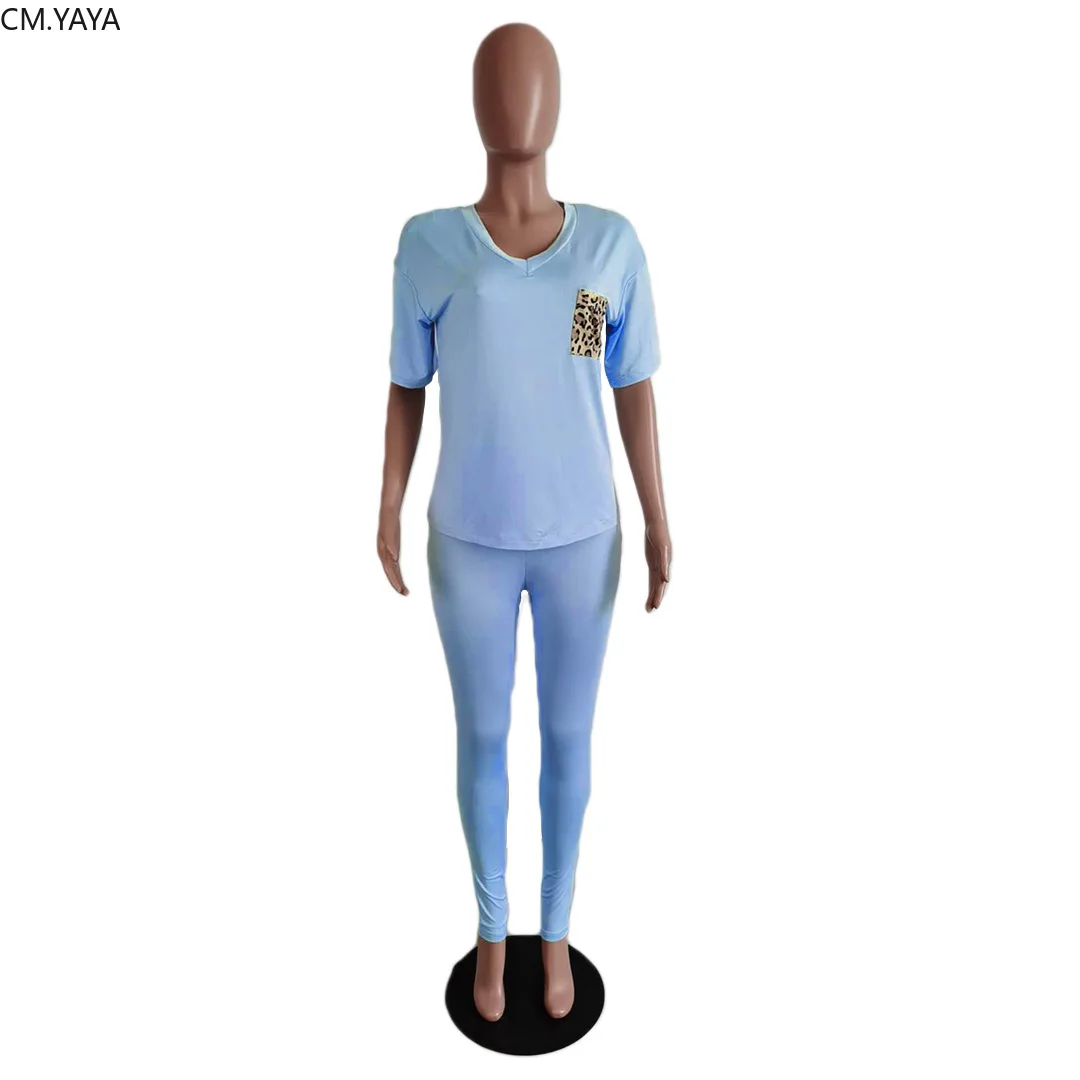 Женский спортивный костюм для активного отдыха CM.YAYA леопардовая футболка с