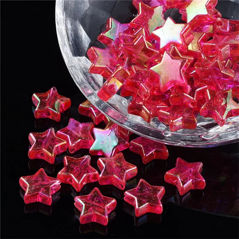 Бусины акриловые прозрачные в форме звезды 100 шт.