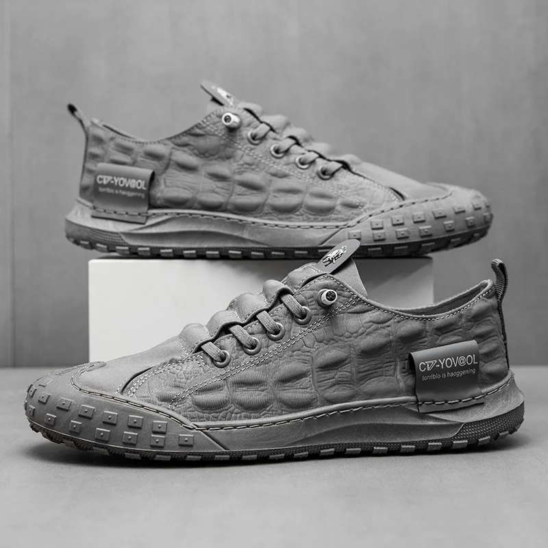 

Summer New Men Shoes Artificial Leather Crocodile Pattern Breathable Sneakers Flat Fashion Casual Male Footwear