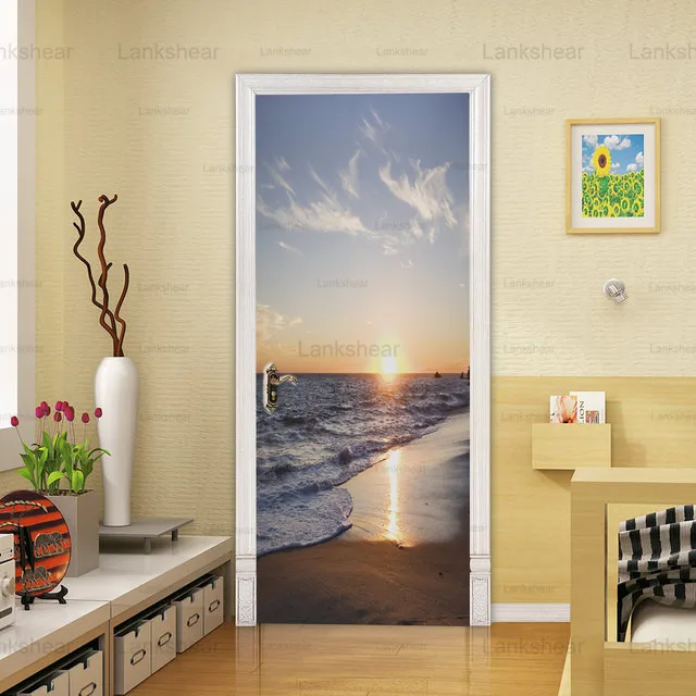 

Door Sticker Self Adhesive Home Door Landscape Decor Renovation Diy Mural Art Decal Pvc Wallpaper Print Picture for Living Room