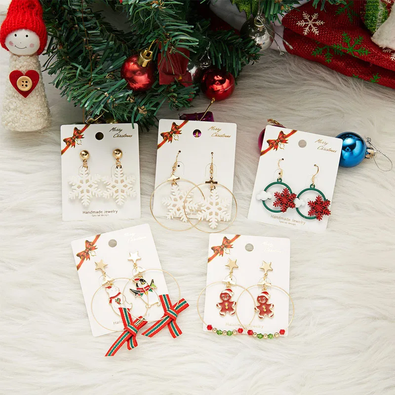 

New Trendy Statement Christmas Earrings For Women Santa Claus Snowflake Drop Earrings Jewelry Girls Christmas Gifts Wholesale