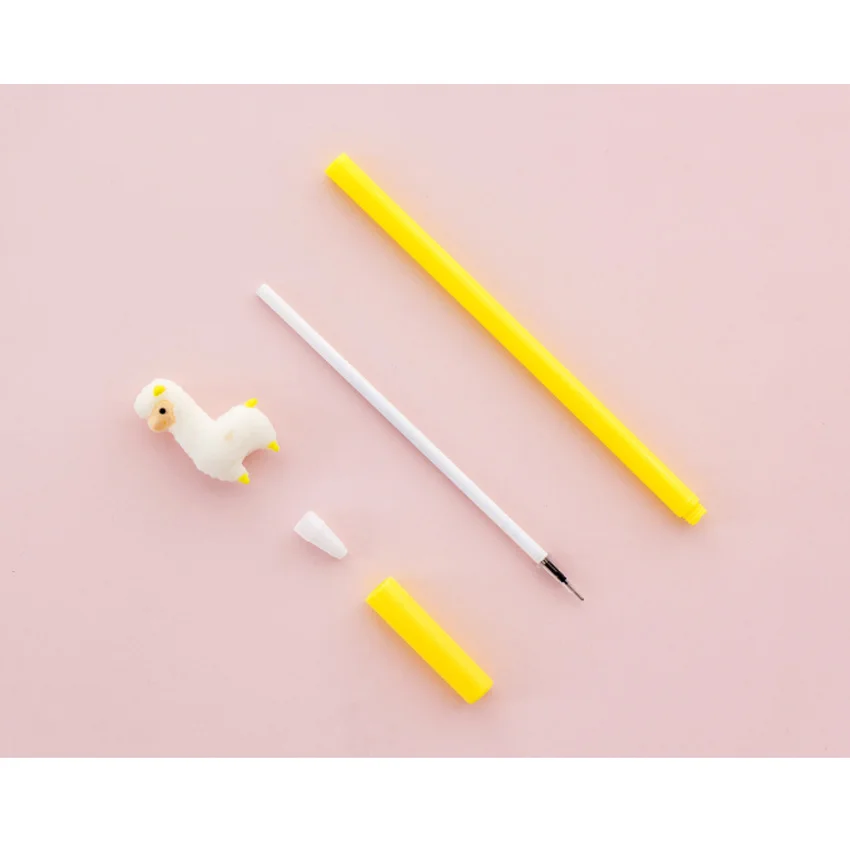 30 шт./лот гелевая ручка с мультяшным альпаком для письма черная Креативные