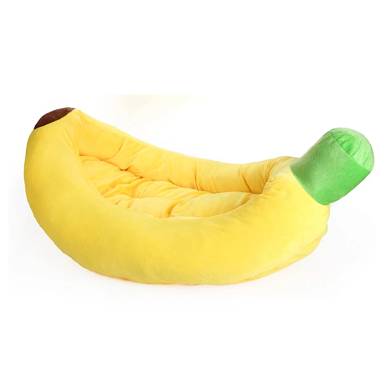 

2021Banana Cat Bed Long Plush Pet Mat Cushion Soft Small Dog House Puppy Sleeping Bed Nest Winter Warm Sleeping Fashion Washable