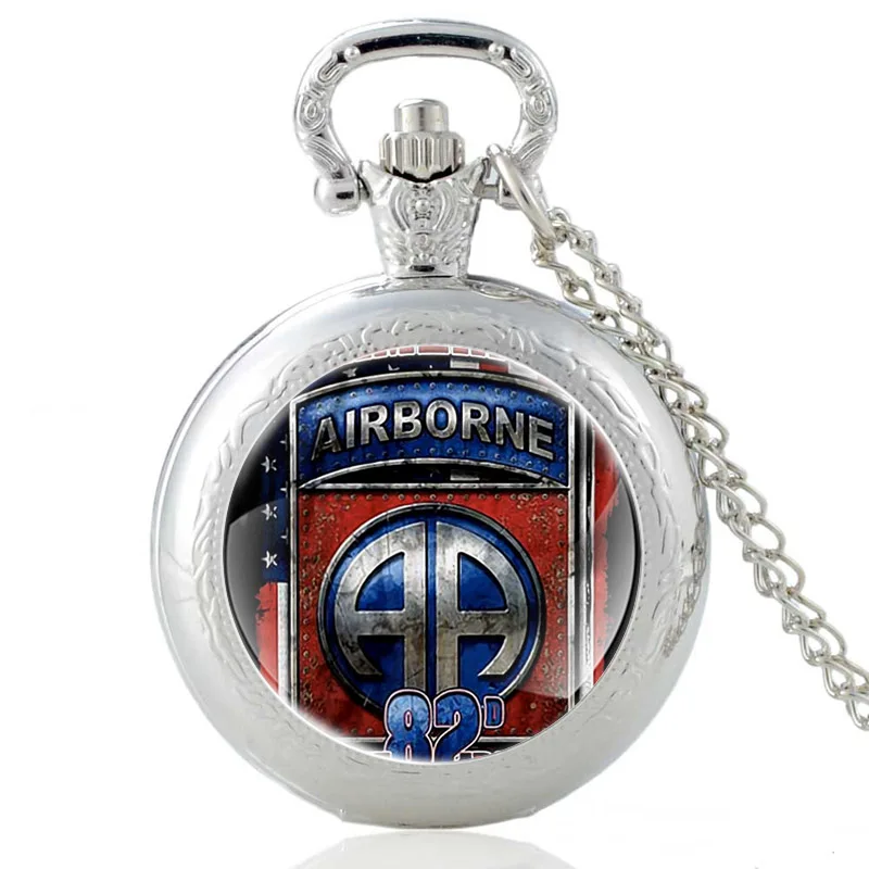 

The Eighty-Second Airborne Division Of The U.S. Army Vintage Quartz Pocket Watch Men Women Pendant Necklace Hours Clock