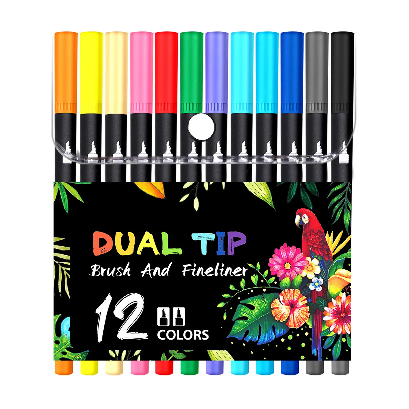 

12PCS Double Head Colored Art Pens with Soft Brush and Fineliner Markers for Gift Card Writing Drawing