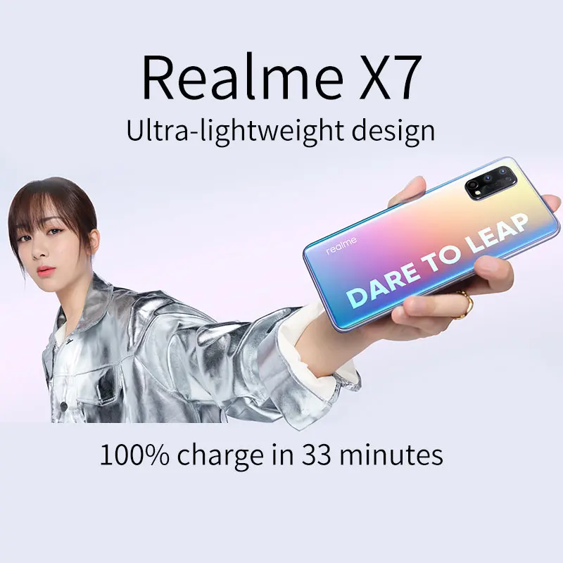 global firmware realme x7 5g mobile phone 6 4 inch amoled mediatek 800u octa core android 10 sa nsa dual mode google play free global shipping
