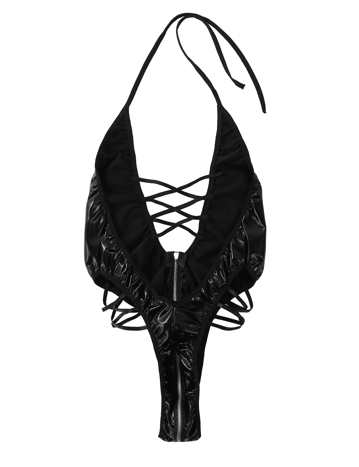 Женское цельнокроеное трико костюм кошки мокрый вид искусственная кожа молния