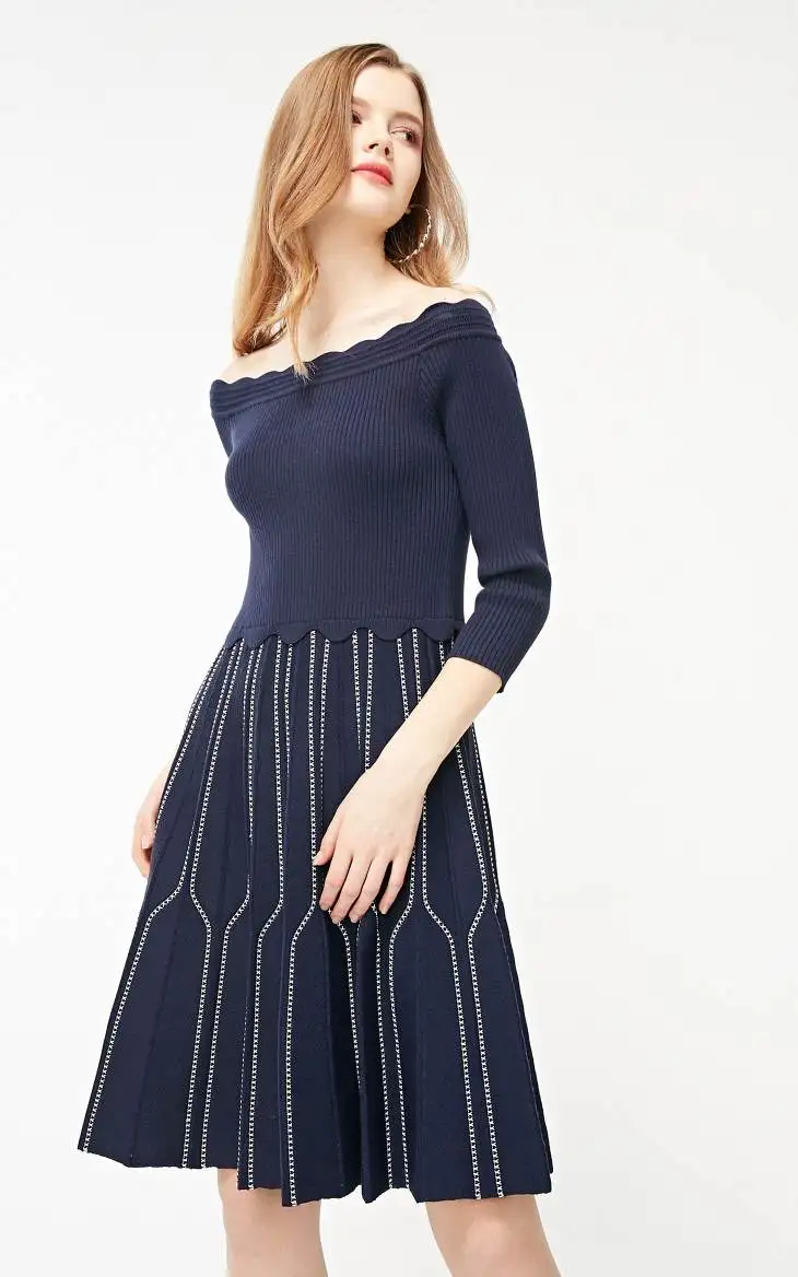 Vero Moda женское платье в полоску с вырезом лодочкой 3/4 рукавами | 319146533