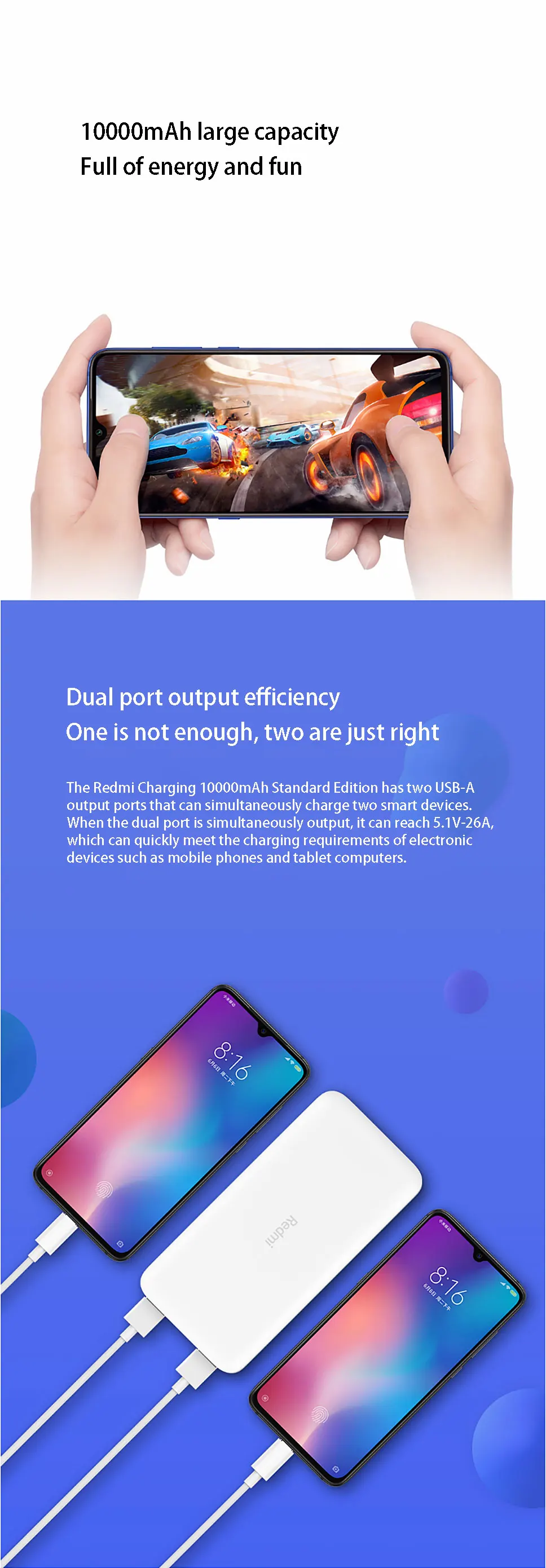 Xiaomi Redmi повербанк 20000 мАч двойное Портативная зарядка usb-устройство пауэр банк внешний аккумулятор для телефона Быстрая зарядка для samsung iPhone X huawei Повербанк