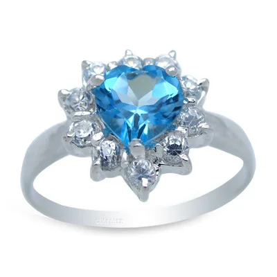 

Fashion Heart Gemstone Ring for Daily Wear 6mm Natural Topaz Ring Solid 925 Silver Topaz Jewelry Classic Crystal Ring