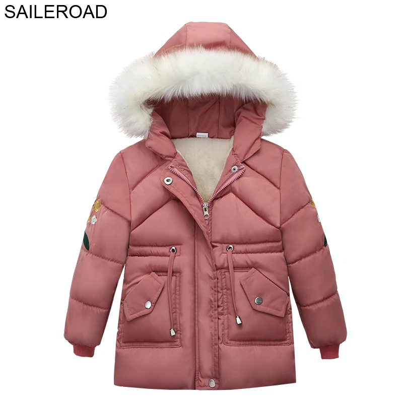 

SAILEROAD/Детская куртка на подкладке из хлопка для девочек куртка с вышитыми цветами и рукавами для маленьких девочек, пальто для зимы, теплая в...