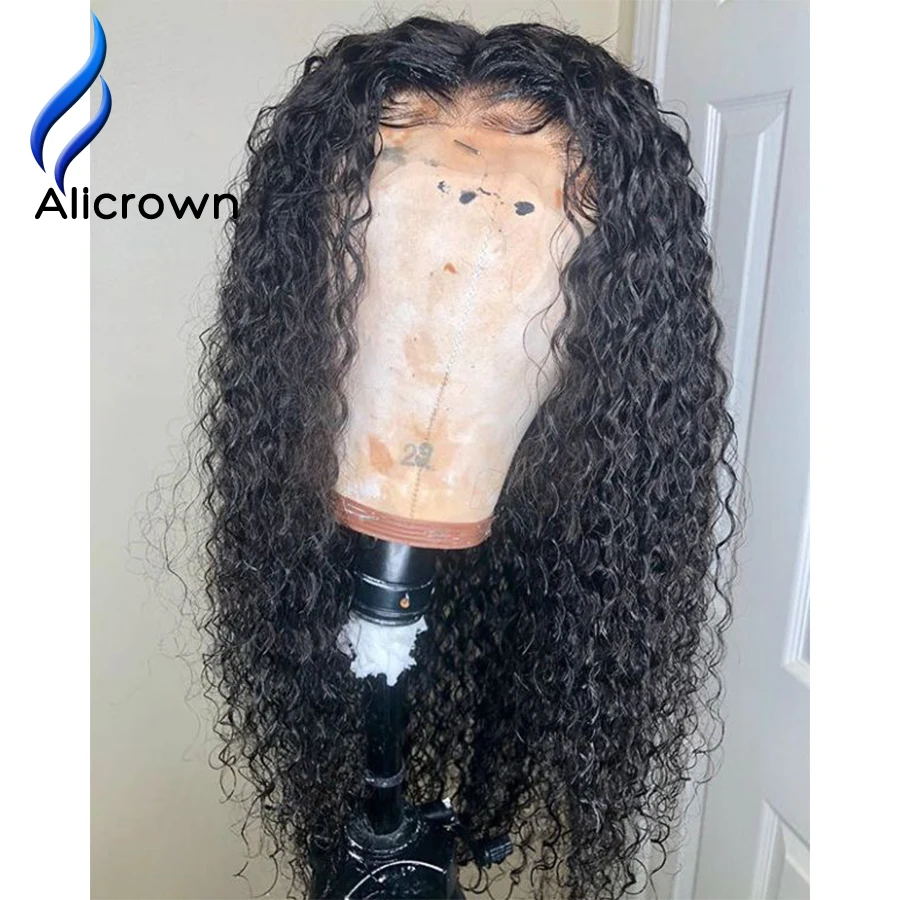 ALICROWN 13*4 кудрявые человеческие волосы на кружеве, парики, предварительно выщипанные волосы, бразильские волосы remy, парик с волосами младенца, натуральный цвет