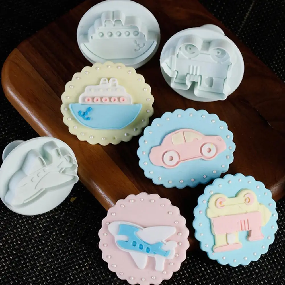 4 шт./компл. самолет автомобиль пароход Форма Пластик бисквит Фондант формы с