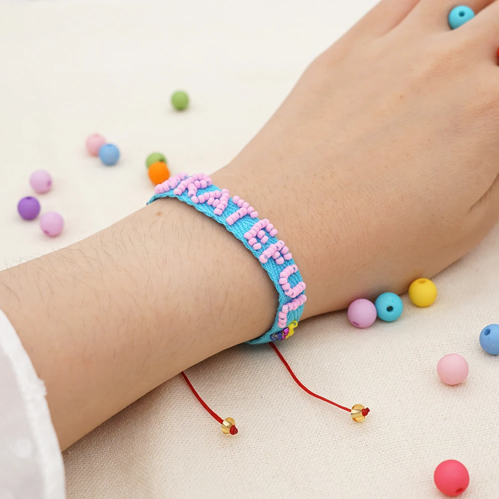 

Go2boho Fabric Cloth Bracelets Women Letter GRATFUL Pulsera Girl Jewelry Miyuki Beads Woven Bracelet Friendship Gift Wristband