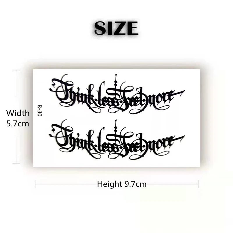 Ankle Black Flower Flash Waterproof Fake Tattoos Temporary Sticker Women English Letter Tattoo Stickers Men And Women Body Art