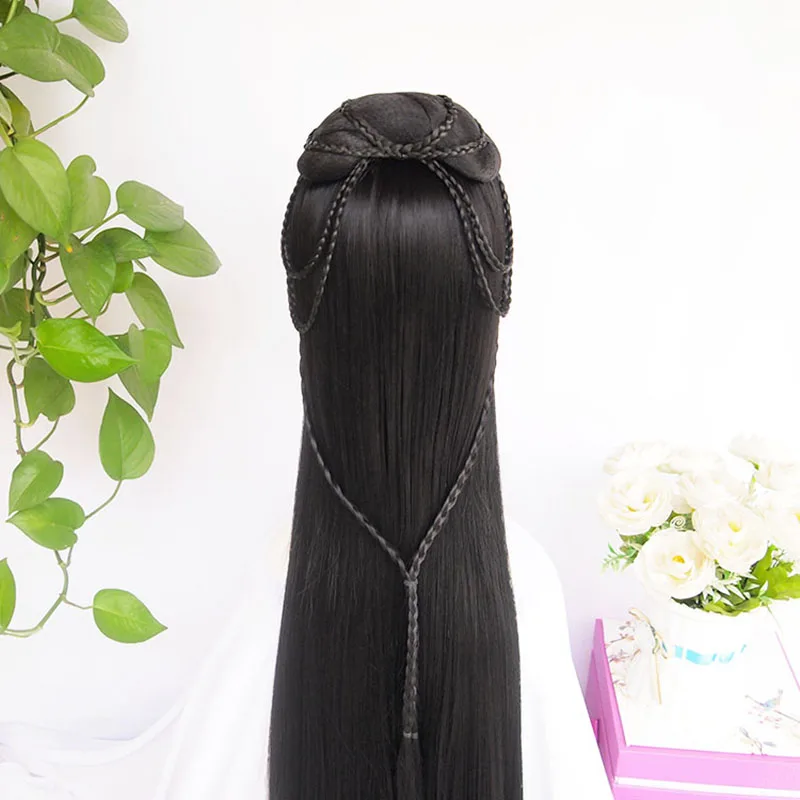 Винтажный парик в китайском старинном стиле длинный прямой черный для
