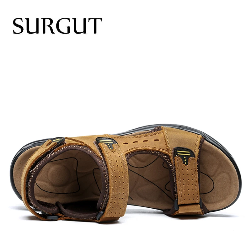 Мужские пляжные сандалии в римском стиле SURGUT светло коричневые босоножки из