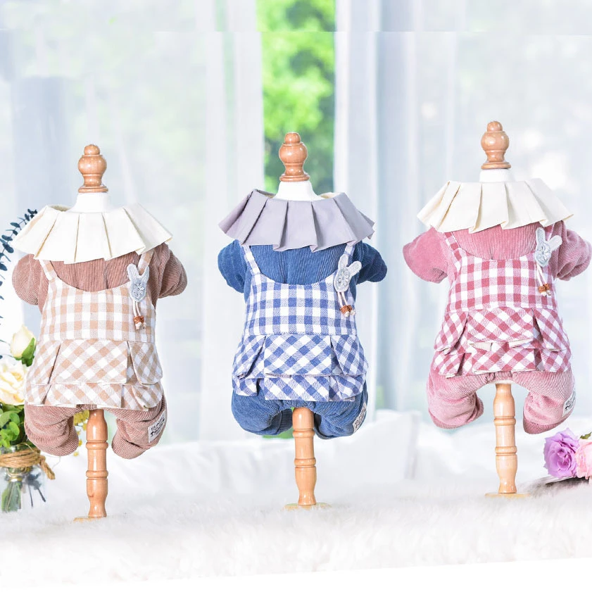 Клетчатая Дизайнерская одежда для собак, разные цвета, размеры S-xxl, теплые комбинезоны для животных, Осень-зима, четыре ноги, одежда для домашних животных