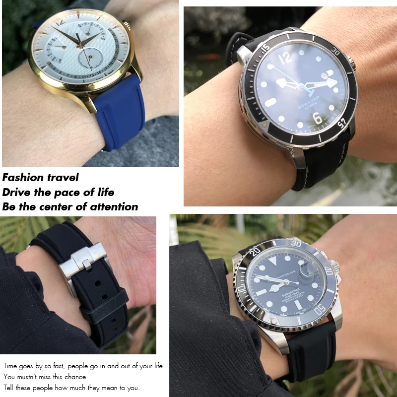 Ремешок силиконовый для часов Seiko SKX Omega Tissot Breitling Гамильтон мягкий спортивный