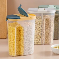 kitchen food grains sealed storage box fresh keeping cans two grids refrigerator tanks organizer cereal dispenser