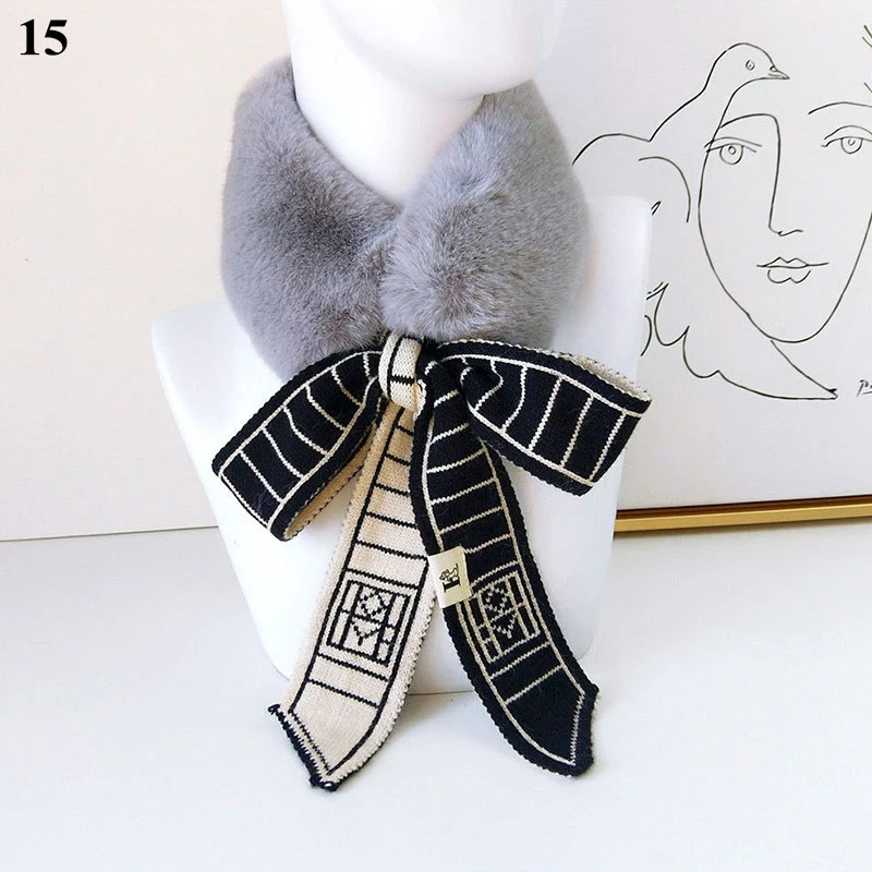 Шарф-хомут Женский вязаный из искусственного меха с геометрическим узором