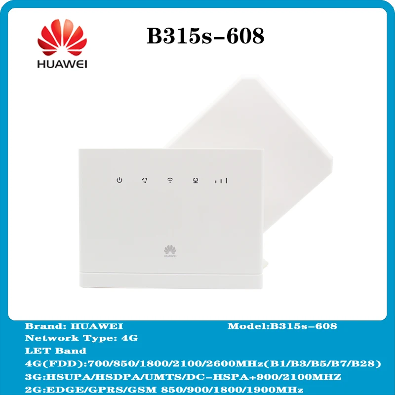 

Разблокированный б/у HUAWEI B315 B315s-608 CPE 150 мбит/с 4 аппарат не привязан к оператору сотовой связи FDD аппарат, который не привязан к оператору сотов...