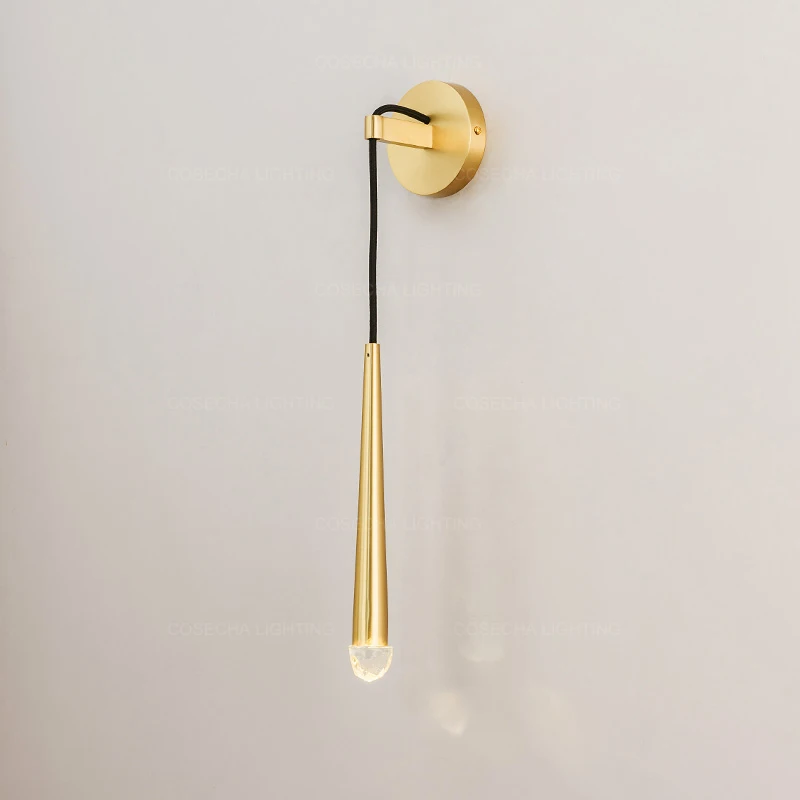 Золотистая медная светодиодный енная лампа светодиодное Хрустальное настенное