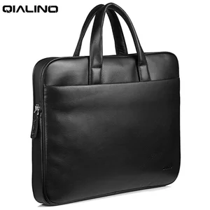 Кожаная Портативная сумка QIALINO для ноутбука, портативная водонепроницаемая сумка на молнии для планшета, чехол, короткая сумка, сумка для мужчин