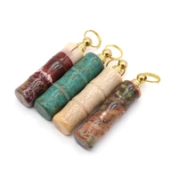 3pcsnatural stone coral jade perfume bottle slub shape pendant essential oil diffuser for jewelry making necklace accessory gift