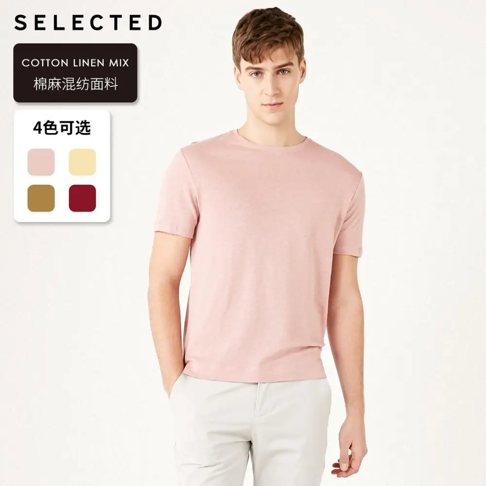 Мужская хлопковая и льняная футболка летняя повседневная Однотонная с короткими