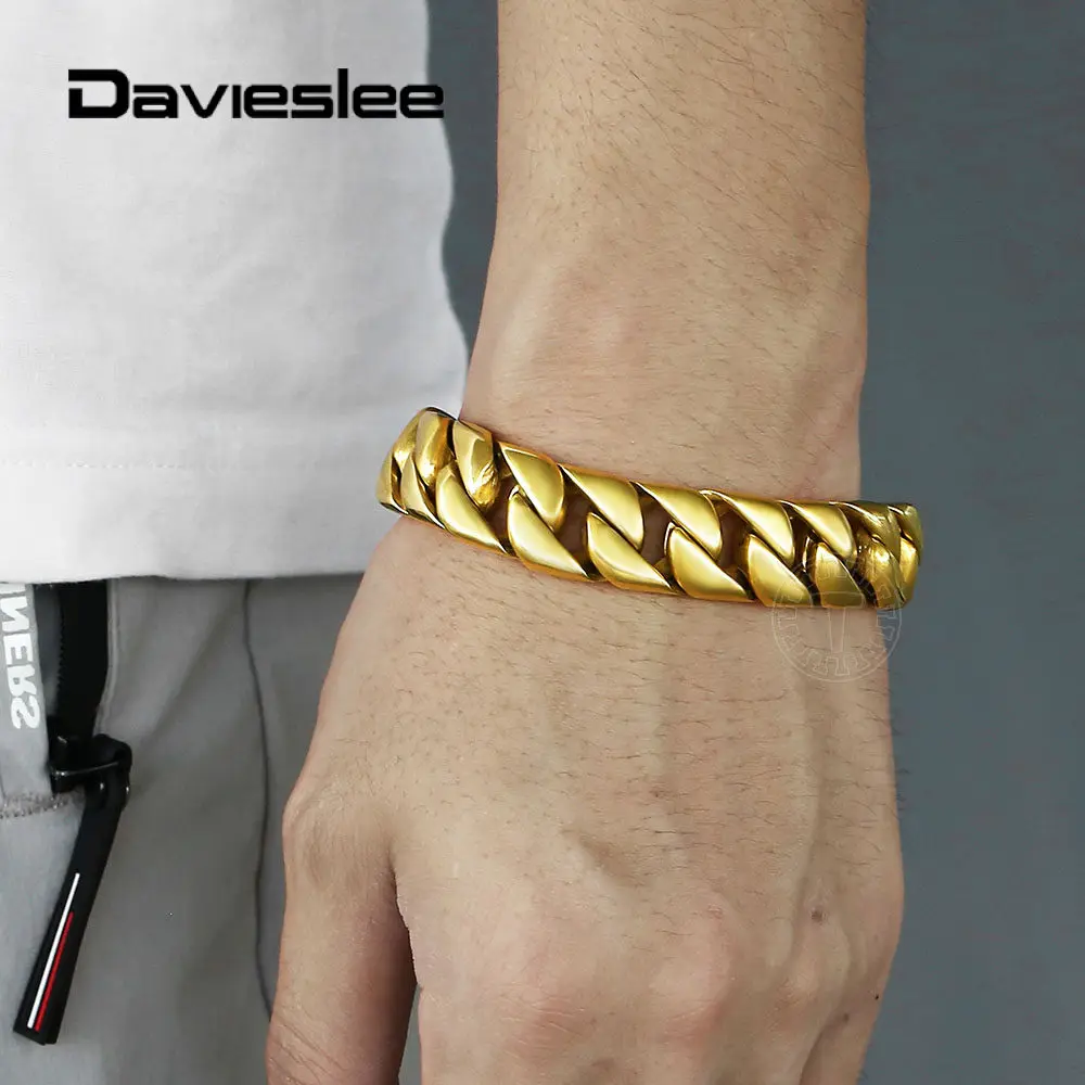 Браслет Davieslee мужской из нержавеющей стали 316L тяжелая цепь кубинской панцирной