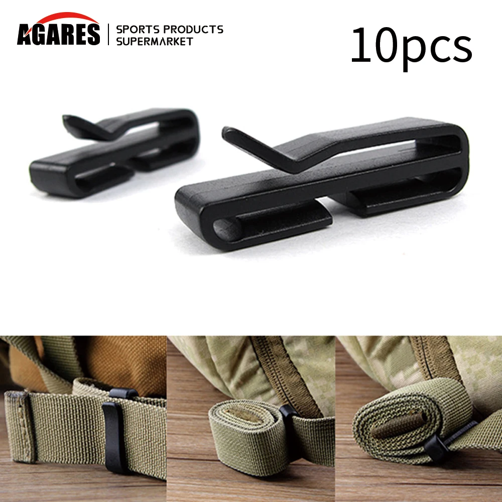 

10pcs Quick Slip Plastic Buckle Black Webbing Ending Clips Adjusting Strap Belt Molle Tactical Belay & Rigging Y063-08