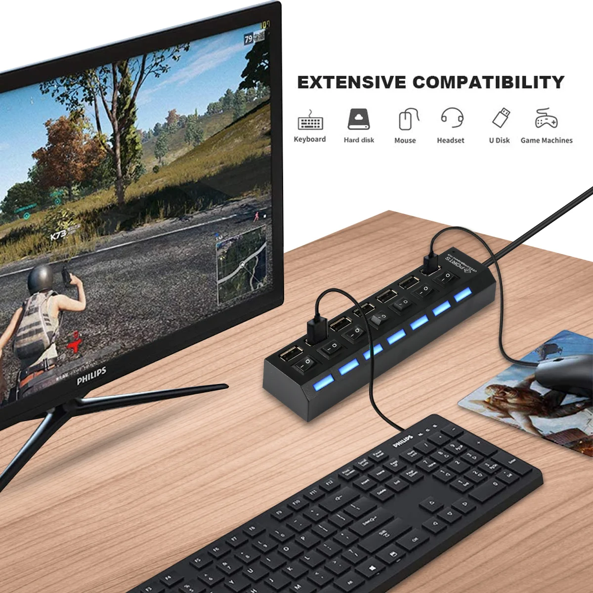 Мульти usb хаб 4/7 порты высокое Скорость док станция USB 2 0 разветвитель адаптер с