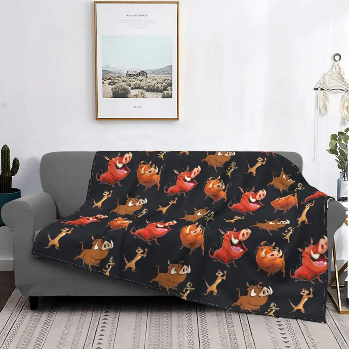 

Manta de Pumba y Timon, colcha a cuadros, Edredon de muselina a cuadros de Anime, mantas y fundas para cama