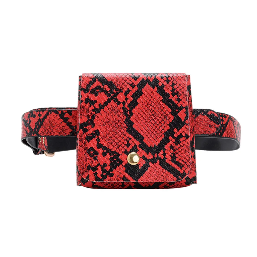 Красный Women Waist Bag Fanny Pack snake Printed Outdoor Sports Belt bag mini coin Purse Pouch Hasp Messenger Bag Chest Bags heuptas new - Цвет: Красный