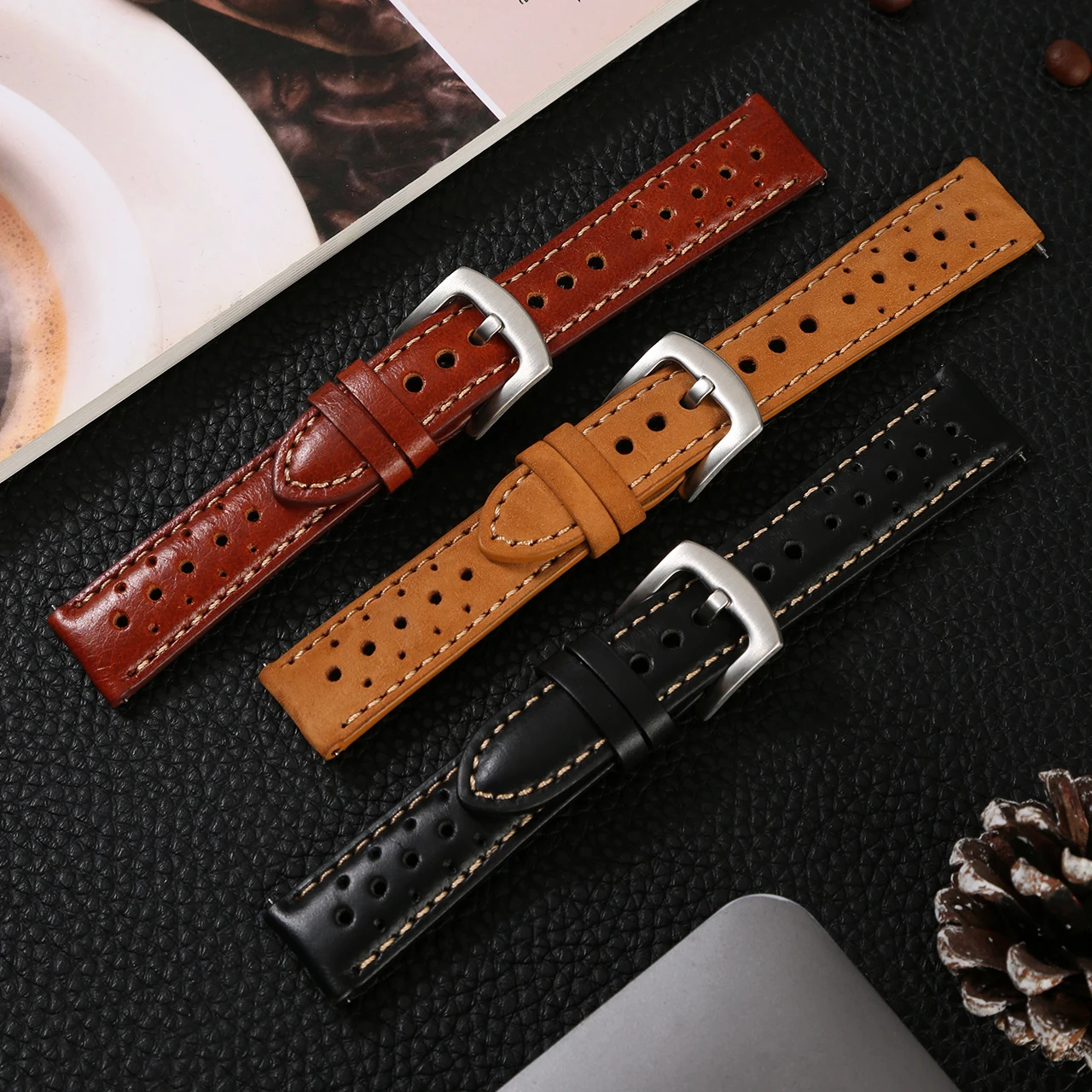 Cowhide Leather Watch Strap 18mm 19mm 20mm 22mm Watchband Vintage Wrist Strap Belt  Accessories Quick Release Watch Band #BF