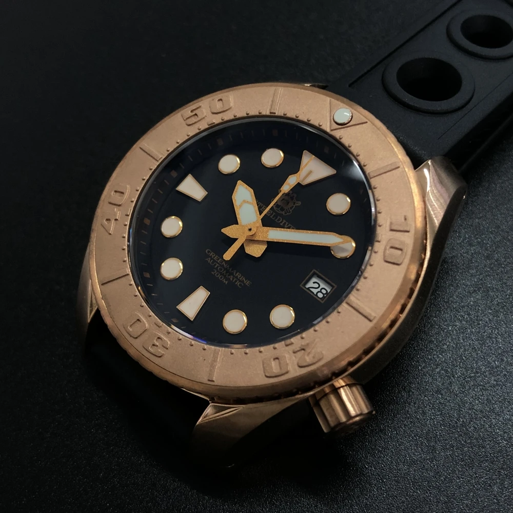 

STEELDIVE Waterproof CuSn8 Bronze NH35 Automatic Watch Men Sapphire Crystal Bronze Bezel C3 Luminous 200m Dive Mechanical Watch